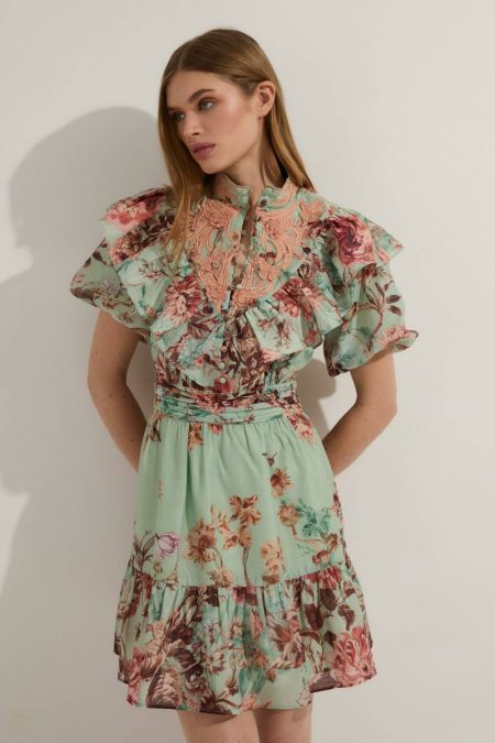 Peach Women Mini Dresses Floral Applique Lace Mini Dress Karen Millen