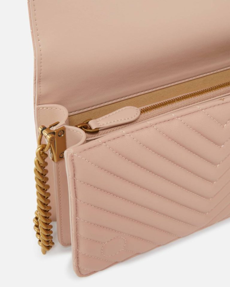Pink/Dusty Pink-Antique Gold Crossbody Bags Pinko Classic Love Bag Click Chevron - Image 4