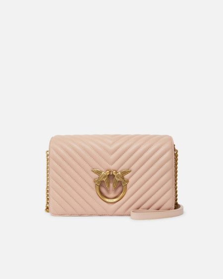 Pink/Dusty Pink-Antique Gold Crossbody Bags Pinko Classic Love Bag Click Chevron