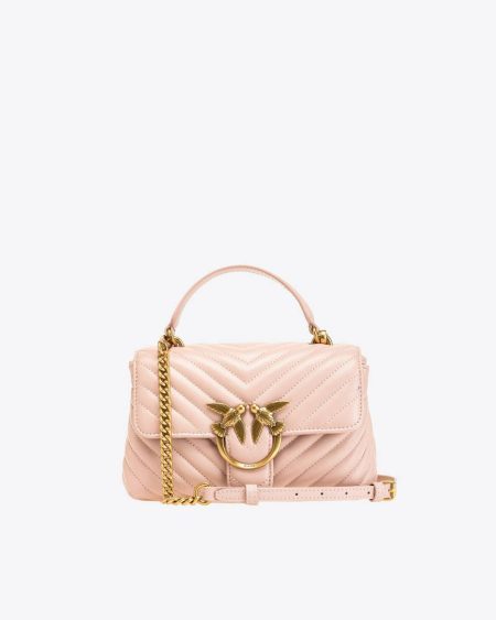 Pink/Dusty Pink-Antique Gold Mini Lady Love Bag Puff Chevron Handbags Pinko