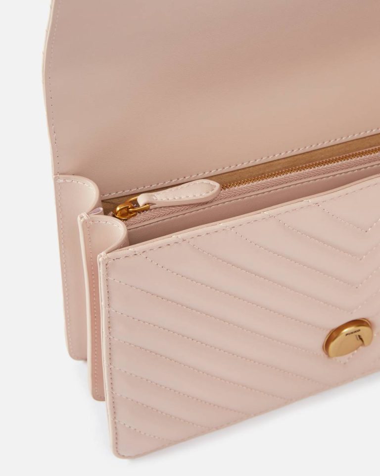 Pink/Dusty Pink-Antique Gold Pinko Shoulder Bags Classic Love Bag One Chevron - Image 4