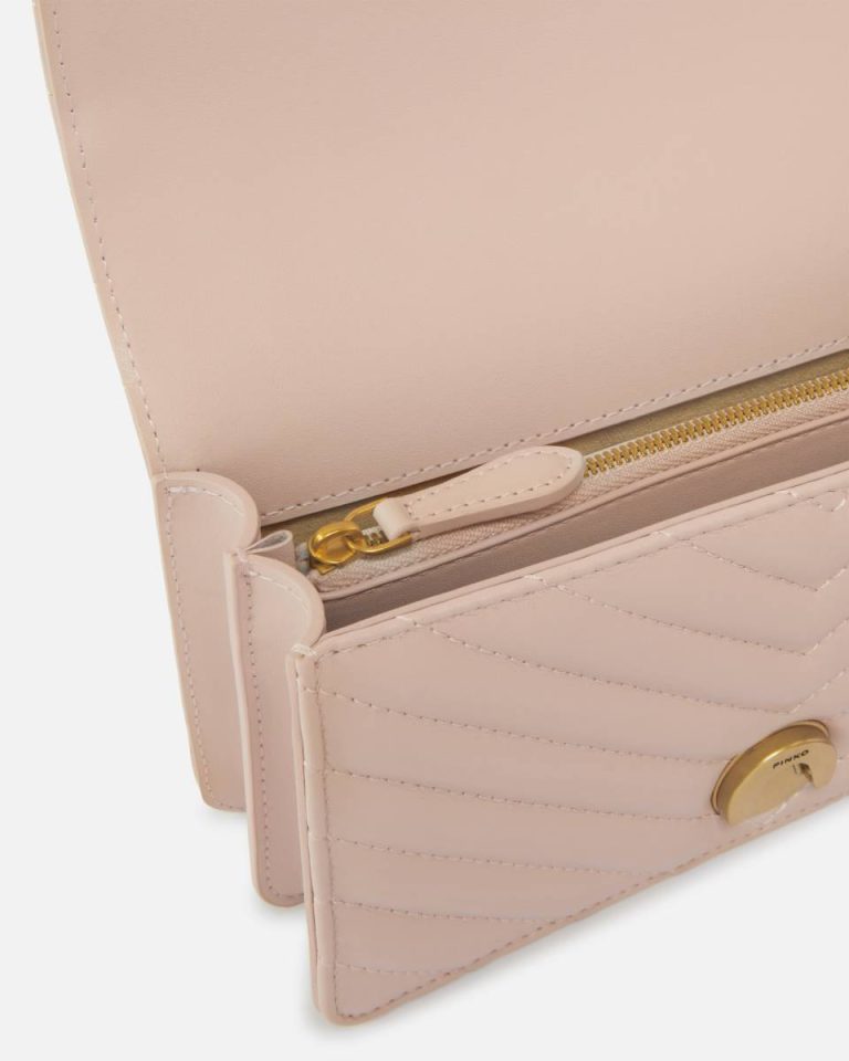 Pink/Dusty Pink-Antique Gold Shoulder Bags Pinko Mini Love Bag One Chevron - Image 4