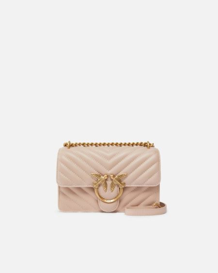 Pink/Dusty Pink-Antique Gold Shoulder Bags Pinko Mini Love Bag One Chevron