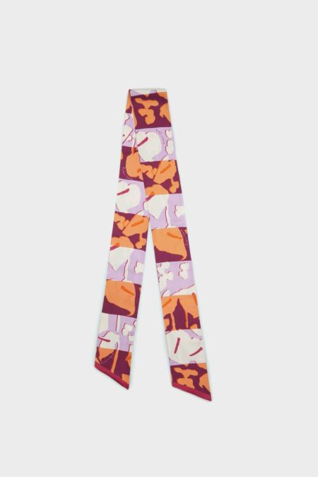 Pink/Orange/Burgundy Scarves Purificacion Garci Cala Frida Silk Bow Women