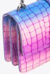 Pink/Purple-Old Silver Pinko Galleria Mini Love Bag One In Shiny Fade-Effect Croc-Print Leather Leather Goods - Image 4