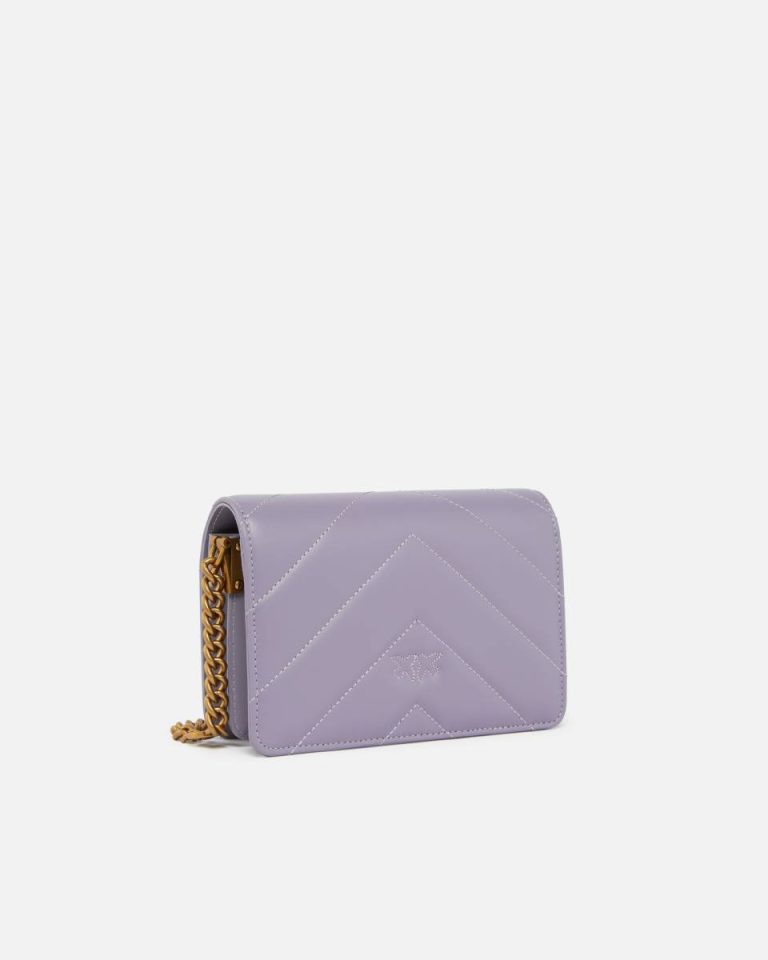 Pinko Ash Purple-Antique Gold Crossbody Bags Mini Love Bag Click Big Chevron - Image 2