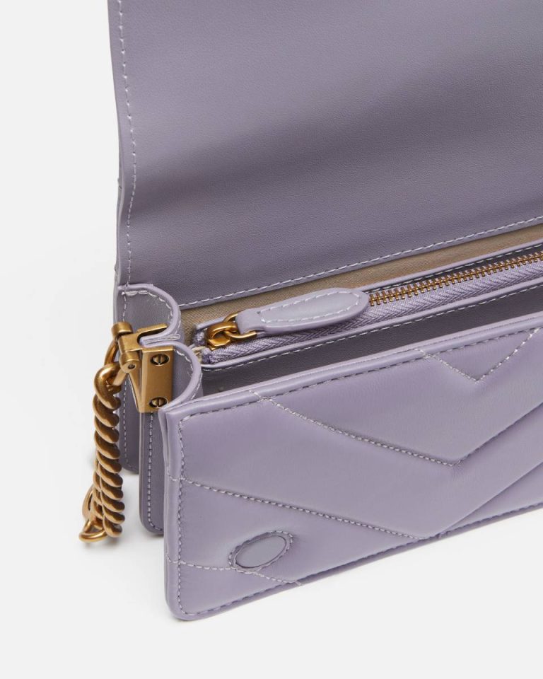 Pinko Ash Purple-Antique Gold Crossbody Bags Mini Love Bag Click Big Chevron - Image 4