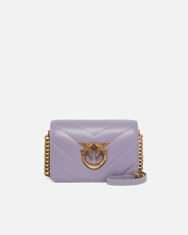 Pinko Ash Purple-Antique Gold Crossbody Bags Mini Love Bag Click Big Chevron
