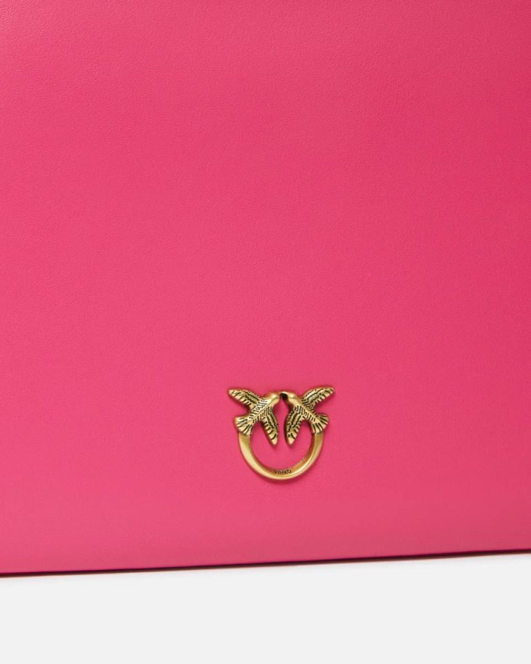 Pinko Classic Flat Love Bag Simply Pinko Pink-Antique Gold Crossbody Bags - Image 3