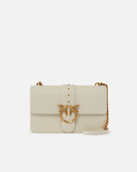 Pinko Classic Love Bag One Simply White+White-Antique Gold Crossbody Bags