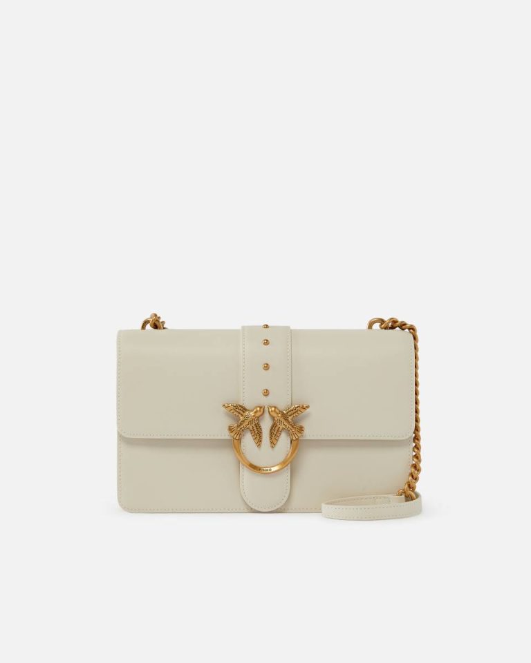 Pinko Classic Love Bag One Simply White+White-Antique Gold Crossbody Bags