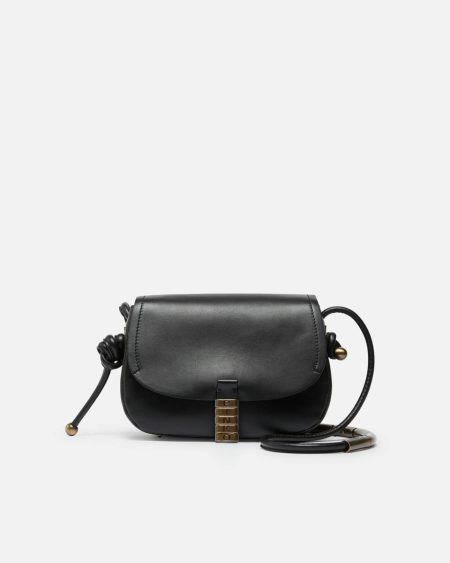 Pinko Crossbody Bags Black-Antique Gold Soft Leather Crossbody Bag