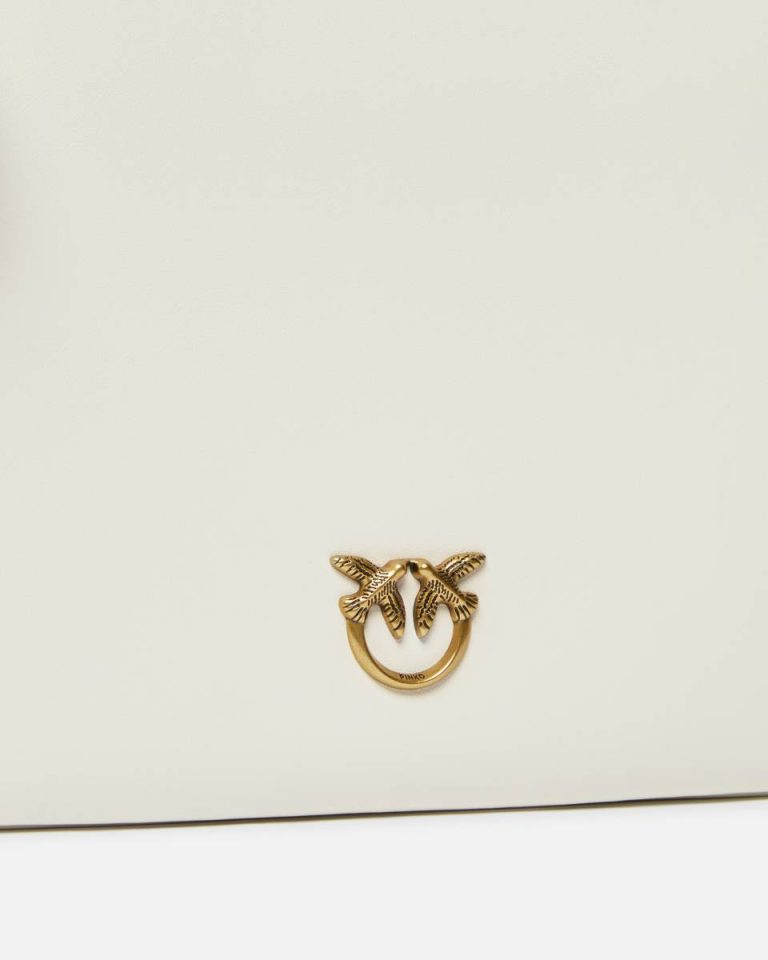 Pinko Crossbody Bags Classic Flat Love Bag Simply White+White-Antique Gold - Image 3