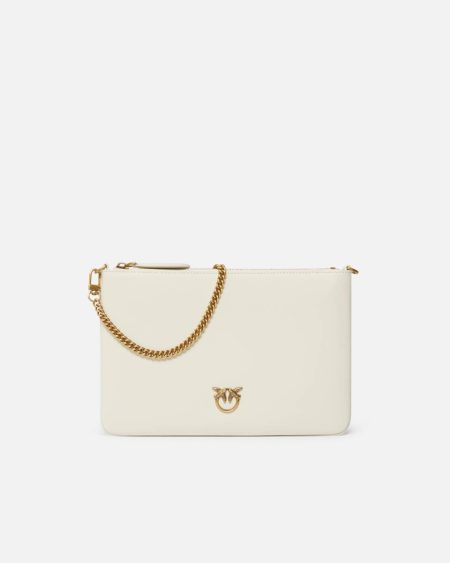 Pinko Crossbody Bags Classic Flat Love Bag Simply White+White-Antique Gold