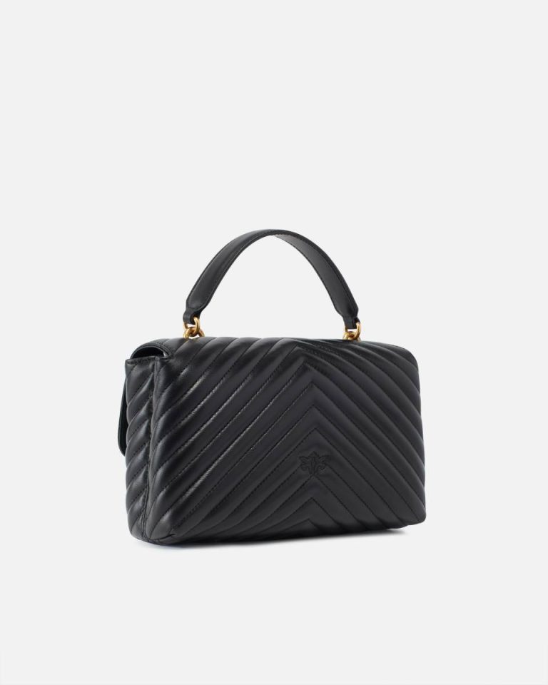 Pinko Crossbody Bags Classic Lady Love Bag Puff Chevron Black-Antique Gold - Image 2