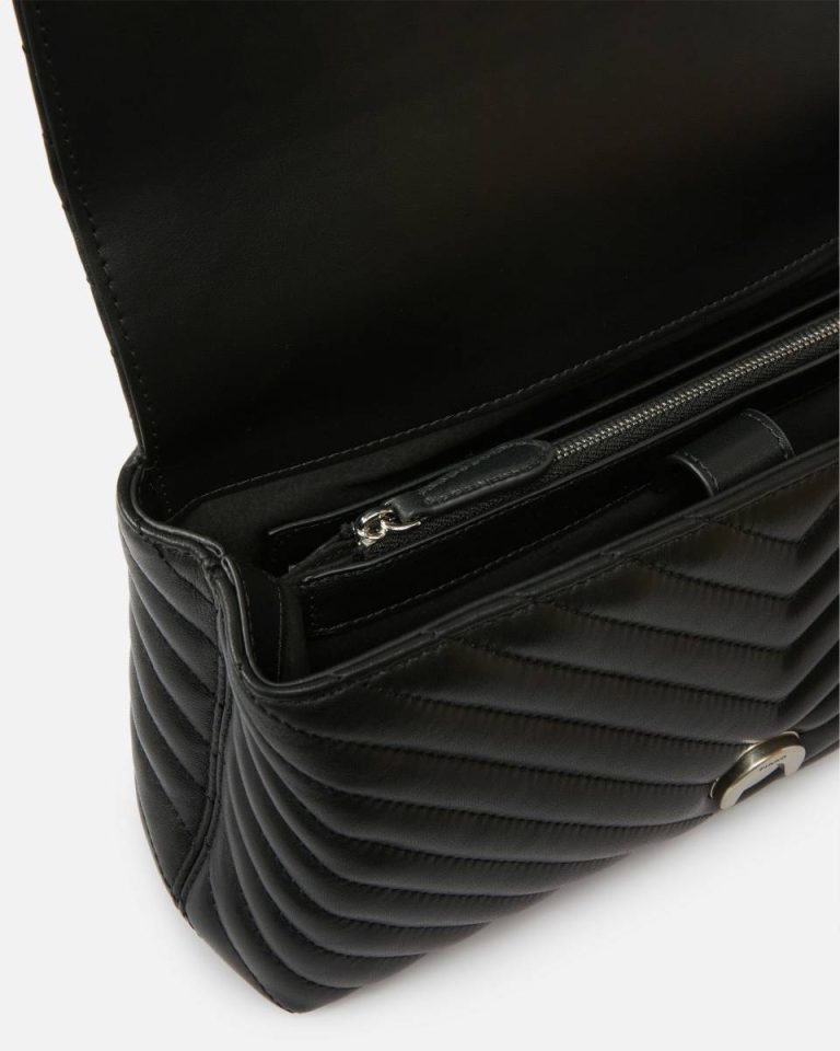 Pinko Crossbody Bags Classic Lady Love Bag Puff Chevron Black-Antique Gold - Image 4