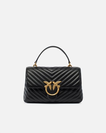 Pinko Crossbody Bags Classic Lady Love Bag Puff Chevron Black-Antique Gold