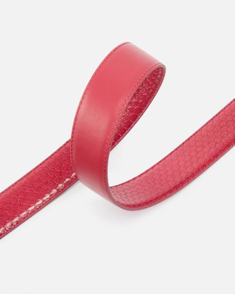 Pinko Galleria 3-Cm Belt In Glossy Python Skin Belts Fuchsia-Cactus Flower-Old Silver - Image 4