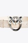 Pinko Galleria 3Cm Shiny Croc-Print Belt With Love Birds Buckle Sand-Light Gold Belts - Image 2