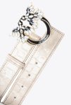 Pinko Galleria 3Cm Shiny Croc-Print Belt With Love Birds Buckle Sand-Light Gold Belts - Image 3