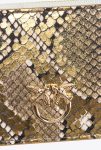 Pinko Galleria Card Holder In Laminated Reptile-Print Leather Gold/Grey-Gold Purses - Image 5