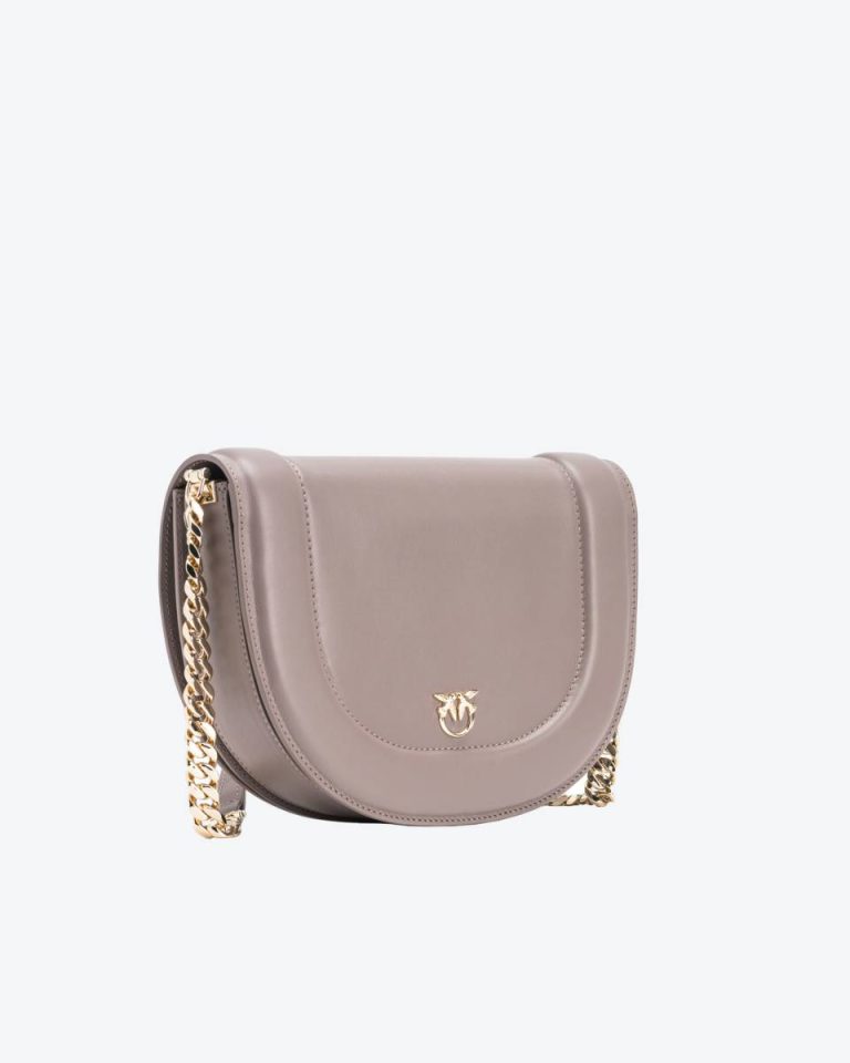 Pinko Galleria Classic Love Bag Click Round With Bejewelled Buckle Crossbody Bags Beige - Iron-Light Gold - Image 2