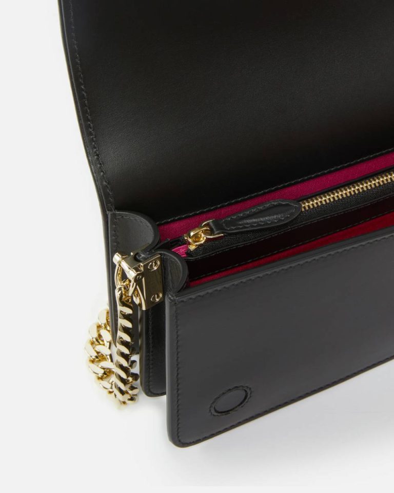 Pinko Galleria Full-Rhinestone Mini Love Bag Click Black-Light Gold Crossbody Bags - Image 4