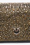 Pinko Galleria Full-Rhinestone Mini Love Bag Click Black-Light Gold Crossbody Bags - Image 5