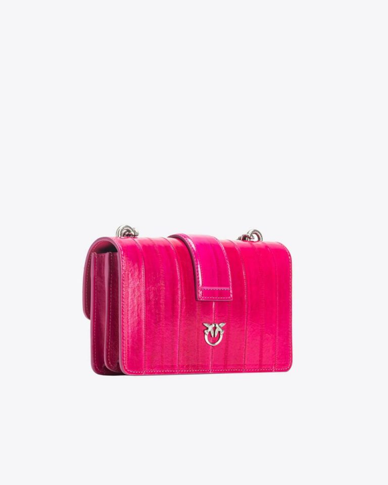 Pinko Galleria Mini Love Bag One In Eel Skin Crossbody Bags Pinko Pink-Old Silver - Image 2