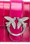 Pinko Galleria Mini Love Bag One In Eel Skin Crossbody Bags Pinko Pink-Old Silver - Image 4