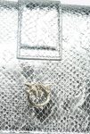 Pinko Galleria Mini Love Bag One In Punched Reptile Skin Crossbody Bags Silver-Light Gold - Image 5