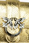 Pinko Galleria Mini Love Bag One In Punched Reptile Skin Gold-Gold Crossbody Bags - Image 5