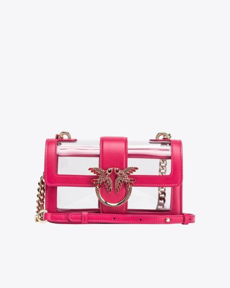 Pinko Galleria Mini Love Bag One Light In Transparent Material Fuchsia+Transparent-Light Gold Leather Goods
