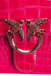 Pinko Galleria Mini Love Bag One Top Handle Light In Shiny Croc-Print Leather Pinko Pink-Light Gold Handbags - Image 4