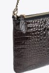 Pinko Galleria Shiny Croc-Print Classic Flat Love Bag Leather Goods Black-Light Gold - Image 5