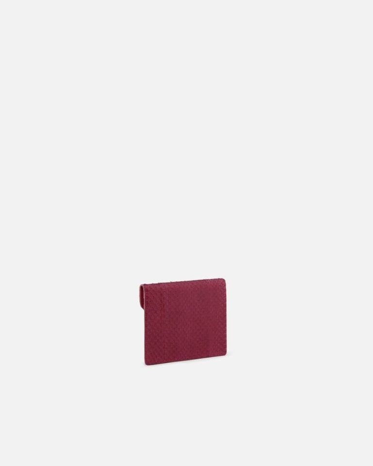 Pinko Galleria Small Pouch In Shiny Reptile Skin Leather Goods Fuchsia-Cactus Flower-Old Silver - Image 2