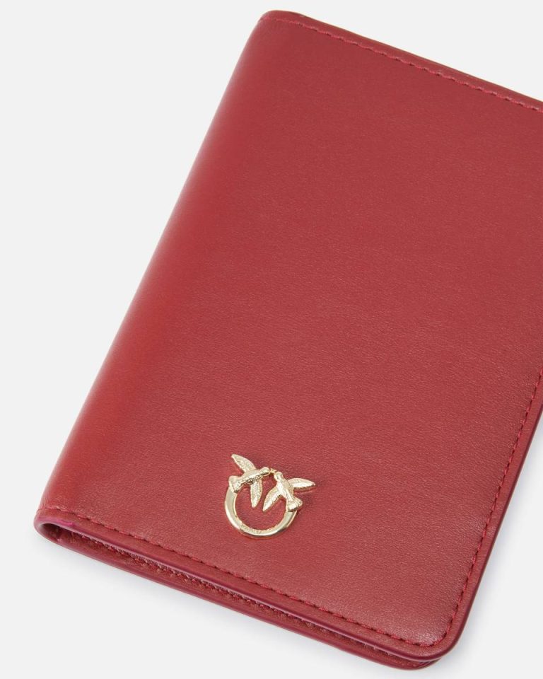 Pinko Galleria Smooth Leather Passport Holder Leather Goods Cordovan Tan-Light Gold - Image 4