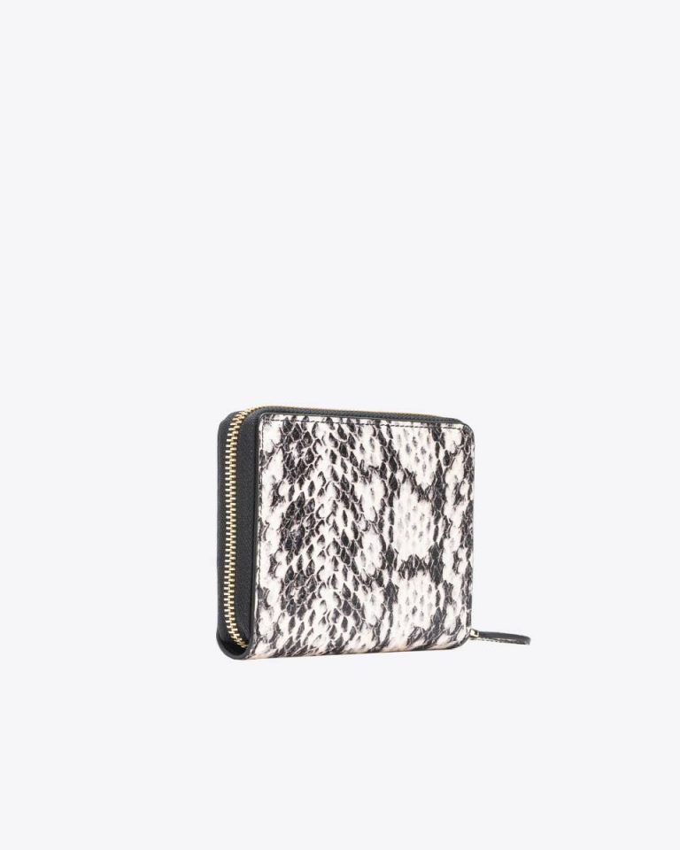 Pinko Galleria Square Wallet In Two-Tone Python-Print Leather Purses White/Black-Light Gold - Image 2