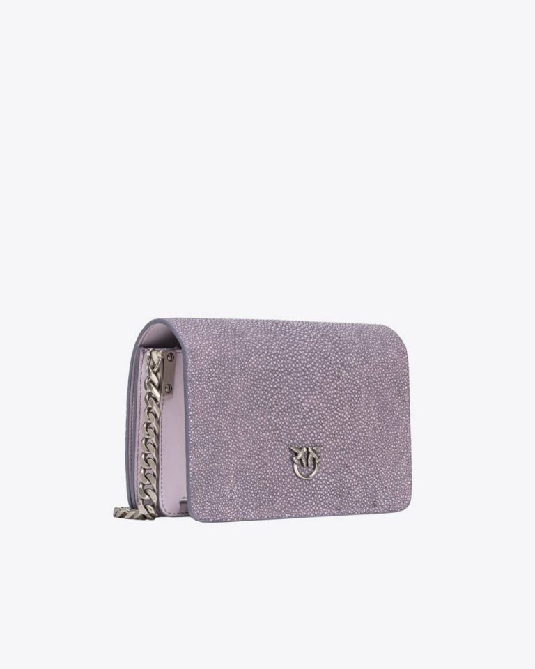 Pinko Galleria Stingray Mini Love Bag Click Leather Goods Lilac-Old Silver - Image 2