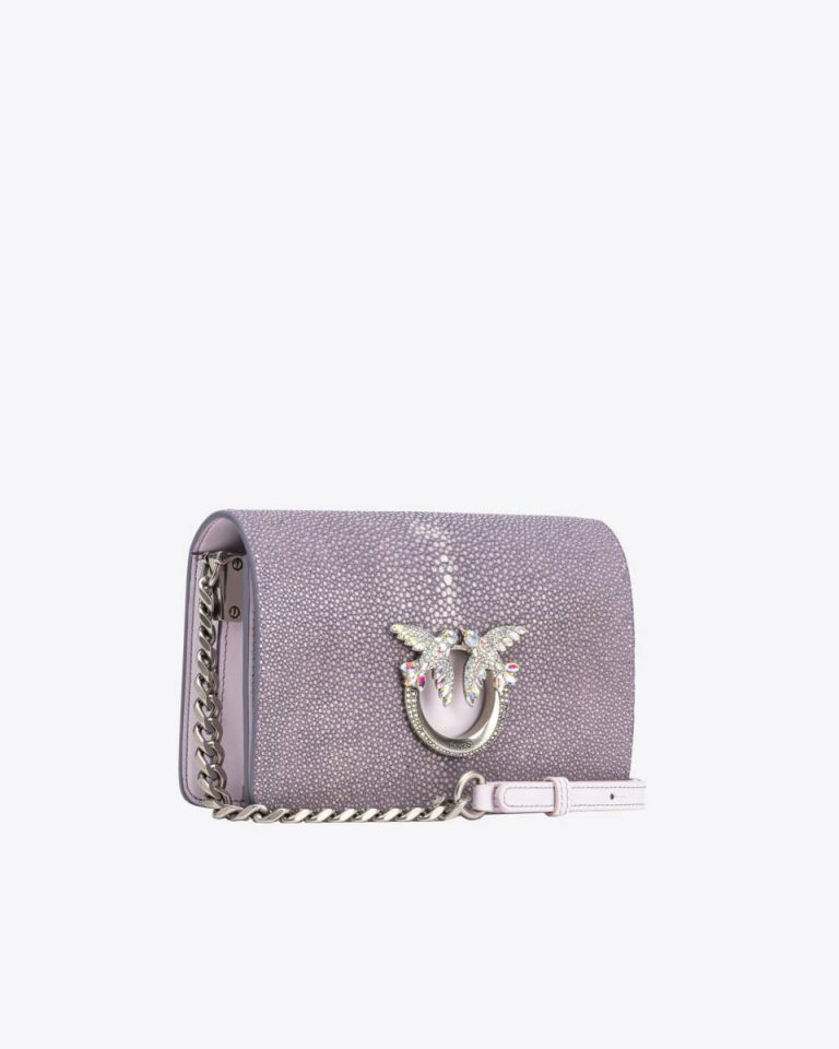 Pinko Galleria Stingray Mini Love Bag Click Leather Goods Lilac-Old Silver - Image 3