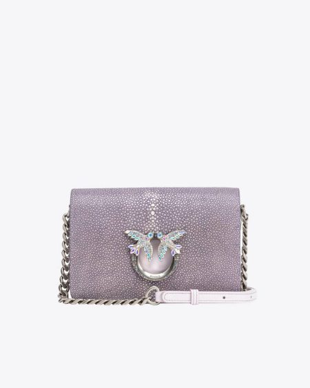 Pinko Galleria Stingray Mini Love Bag Click Leather Goods Lilac-Old Silver