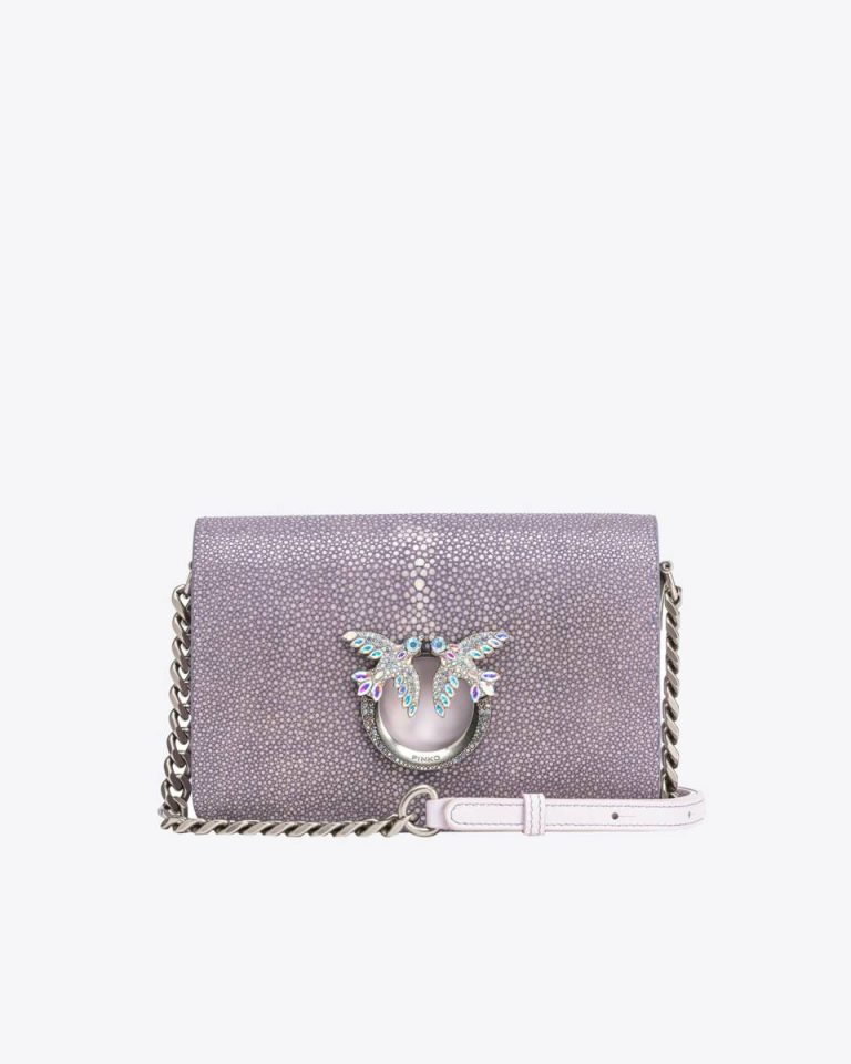 Pinko Galleria Stingray Mini Love Bag Click Leather Goods Lilac-Old Silver