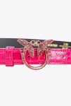 Pinko Galleria Thin 2Cm Shiny Coloured Croc-Print Belt With Love Birds Buckle Pinko Pink-Light Gold Belts - Image 2