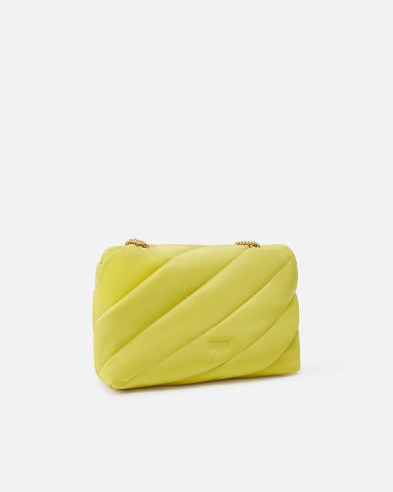 Pinko Lime-Antique Gold Shoulder Bags Love Bag Crossbody Bag In Quilted Recycled Fabric - Image 2