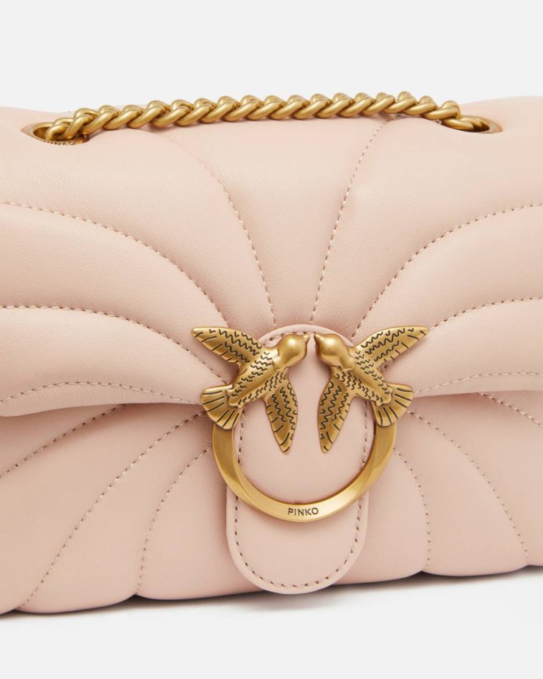 Pinko Love Bag Puff Butterfly Mini Nappa Leather Crossbody Bag Shoulder Bags Pink/Dusty Pink-Antique Gold - Image 3