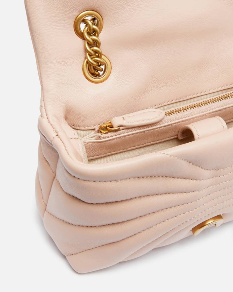 Pinko Love Bag Puff Butterfly Mini Nappa Leather Crossbody Bag Shoulder Bags Pink/Dusty Pink-Antique Gold - Image 4