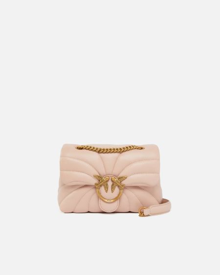 Pinko Love Bag Puff Butterfly Mini Nappa Leather Crossbody Bag Shoulder Bags Pink/Dusty Pink-Antique Gold