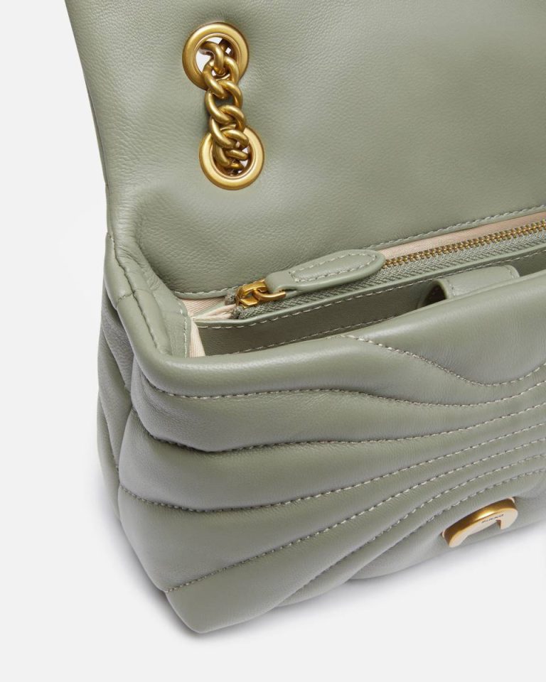 Pinko Love Bag Puff Butterfly Mini Nappa Leather Crossbody Bag Vertiver Green-Antique Gold Shoulder Bags - Image 4