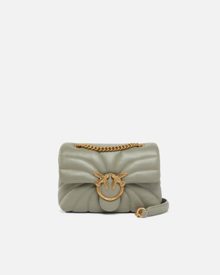 Pinko Love Bag Puff Butterfly Mini Nappa Leather Crossbody Bag Vertiver Green-Antique Gold Shoulder Bags