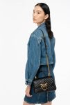 Pinko Mini Lady Love Bag Puff Chevron Shoulder Bags Black-Antique Gold - Image 5